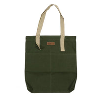 Sac cabas en toile bicolore vert — vue de face sur fond blanc