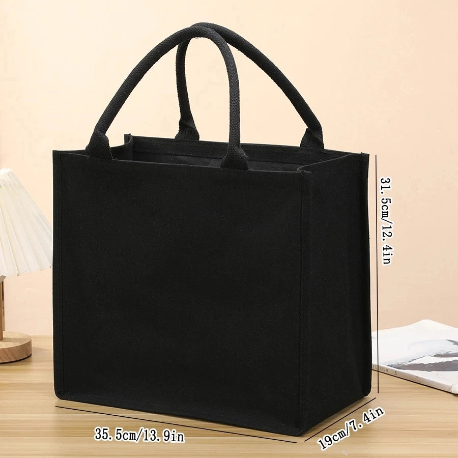 Grand sac cabas en toile noir — dimensions en centimètres