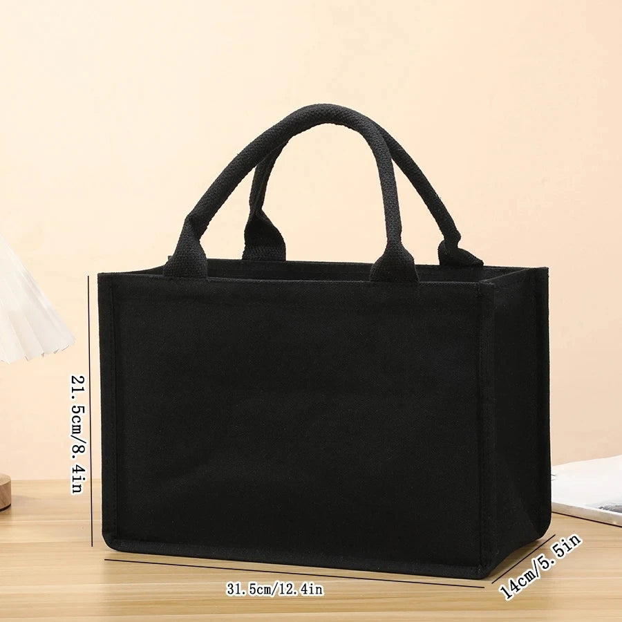 Sac cabas en toile noir moyen — dimensions en centimètres