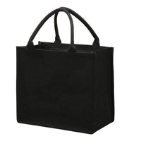 Sac cabas en toile noir — vue de face sur fond blanc