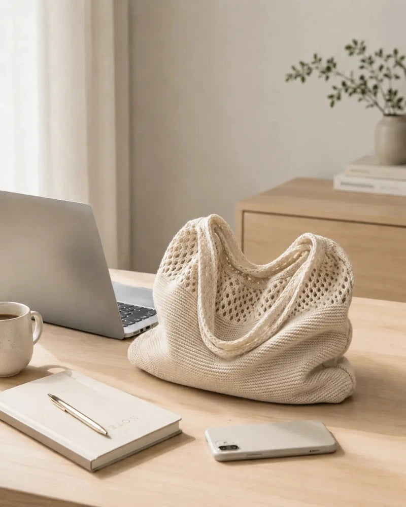 Sac cabas tressé femme – vue de face coloris beige