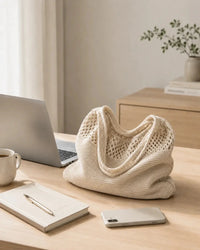 Sac cabas tressé femme – vue de face coloris beige