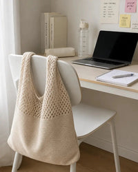 Sac cabas tressé femme – vue de face coloris blanc