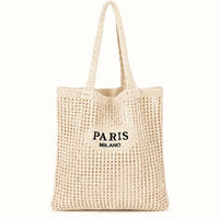 sac cabas tressé paris sur fond blanc