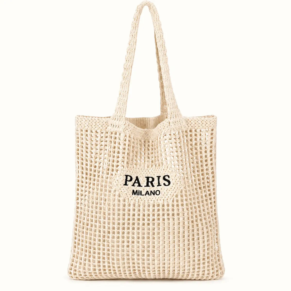 sac cabas tressé paris sur fond blanc
