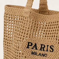 zoom sur les détails du sac cabas tressé paris