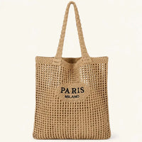 Sac cabas tricoté lettré Paris femme