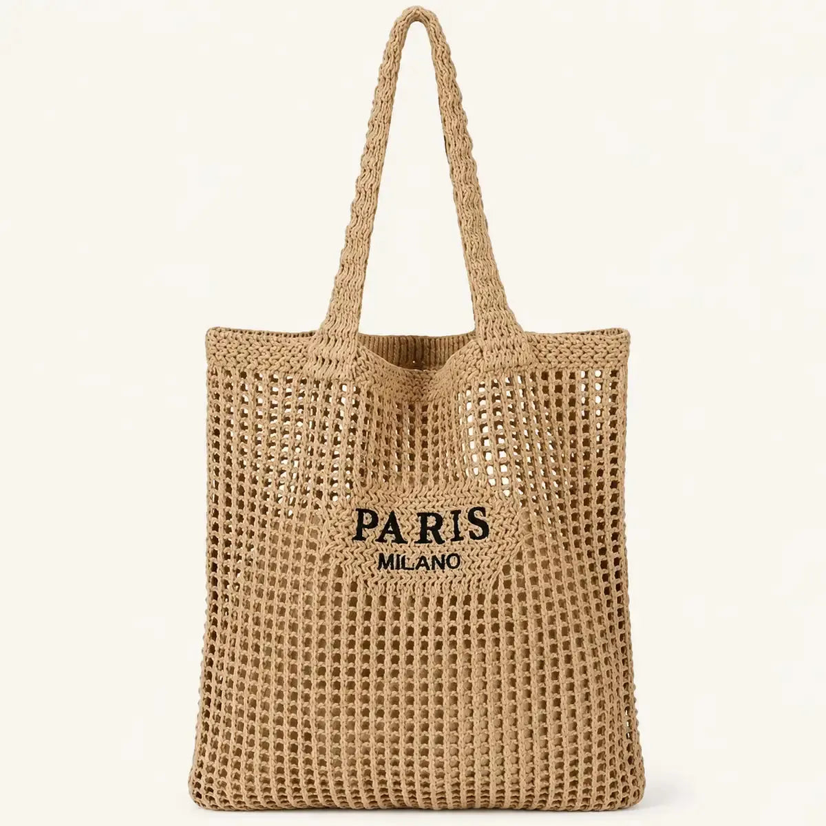 Sac cabas tricoté lettré Paris femme