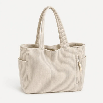 sac cabas velours beige de face