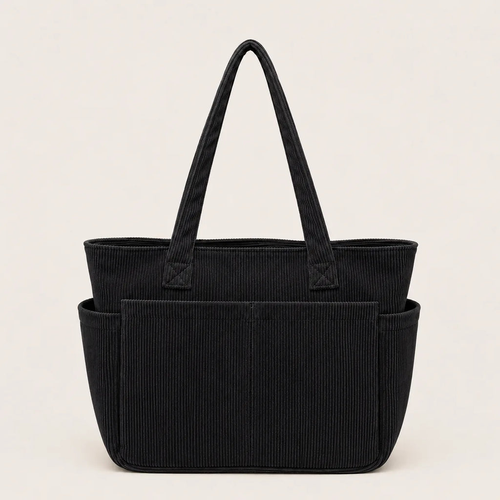 sac-cabas-velours-cotele-raye-noir sur fond blanc