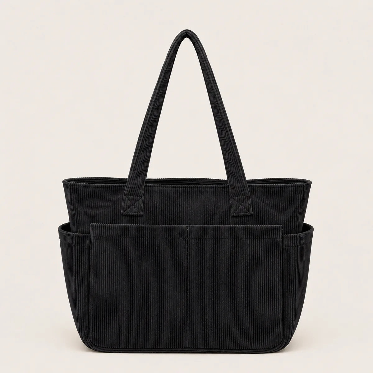sac-cabas-velours-cotele-raye-noir sur fond blanc