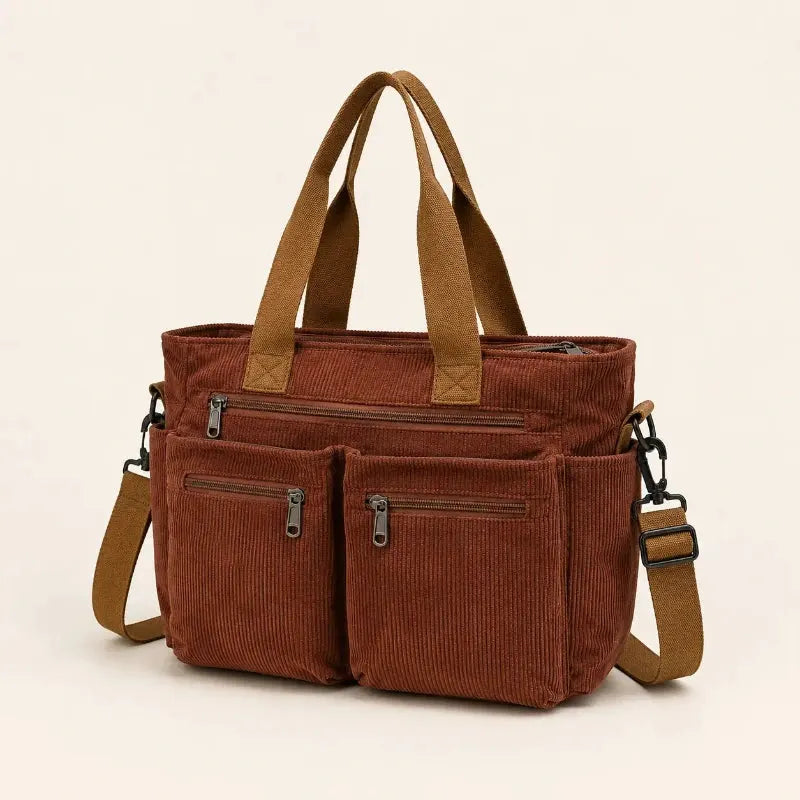 Grand sac cabas velours côtelé femme