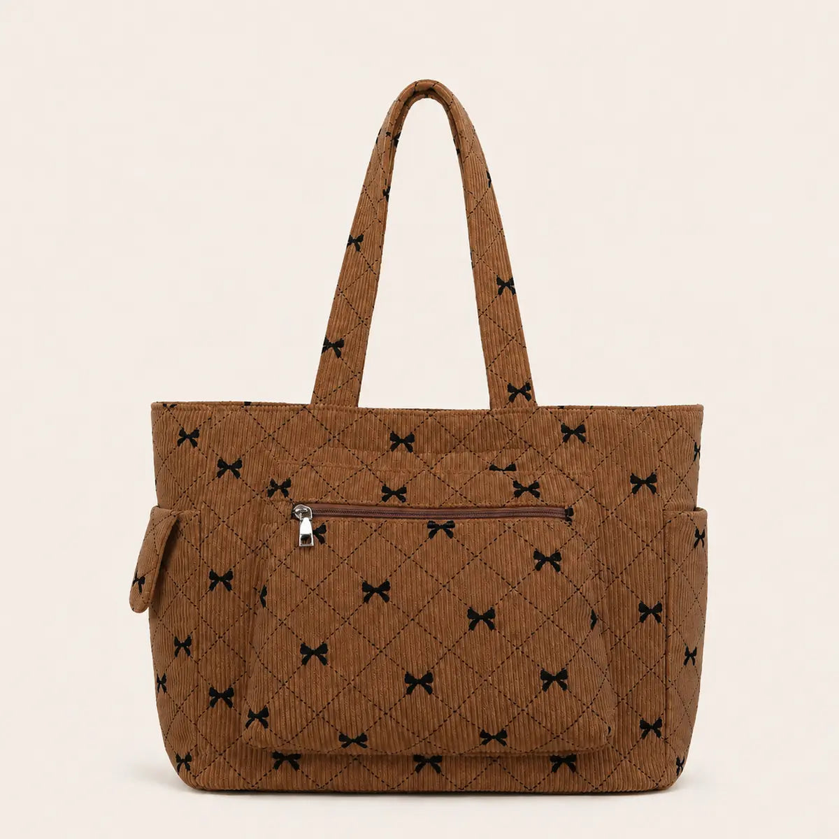 sac-cabas-velours-noeud-marron sur fond blanc