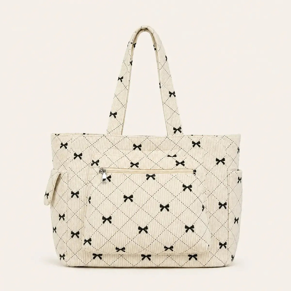 Sac cabas velours côtelé nœud femme