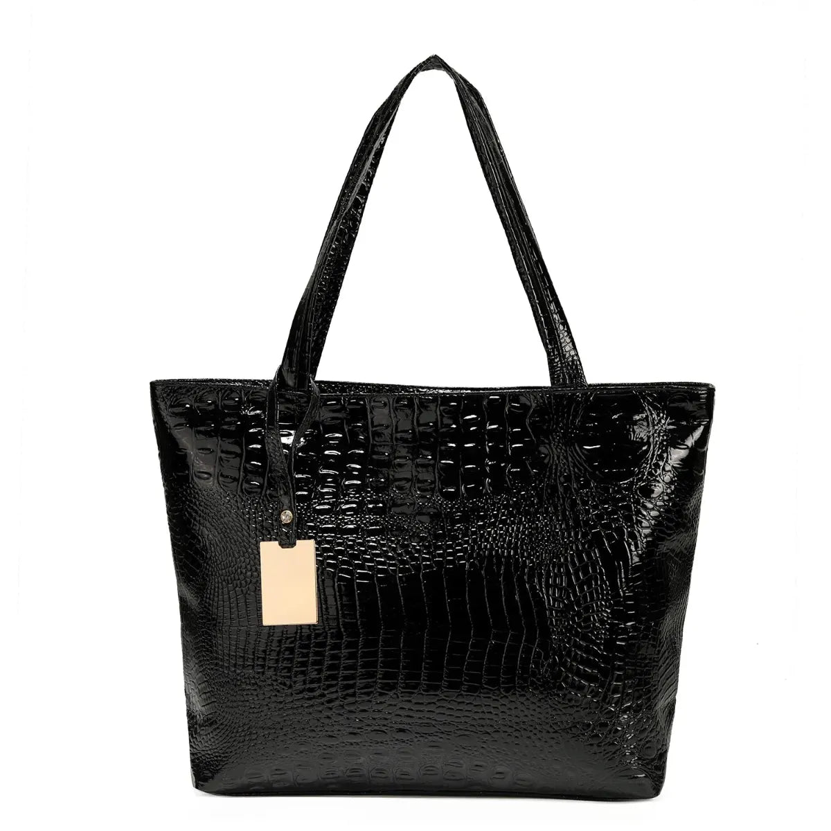Sac cabas simili-cuir crocodile brillant femme