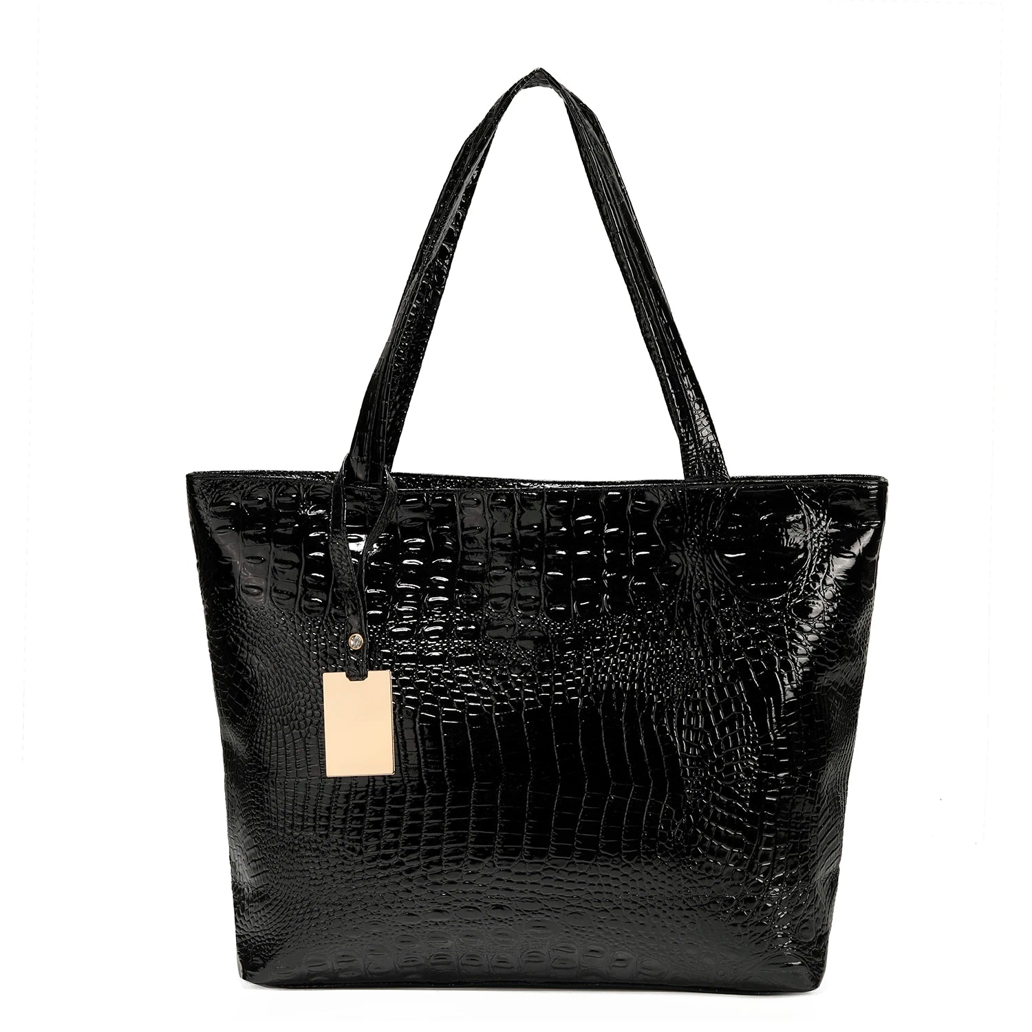 sac crocodile brillant noir